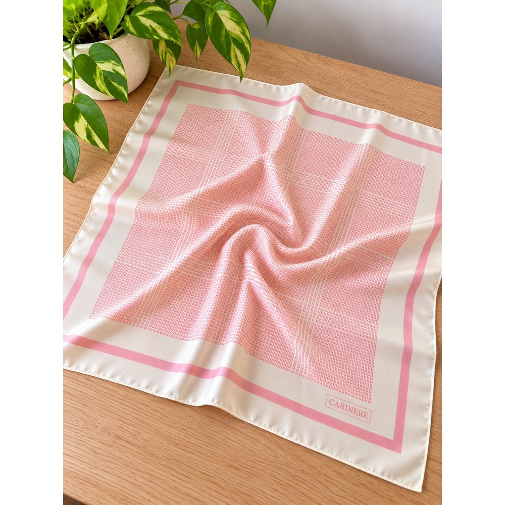 Cardiere Pink White Geometric Print Square Scarf Neckerchief Accessory Japan